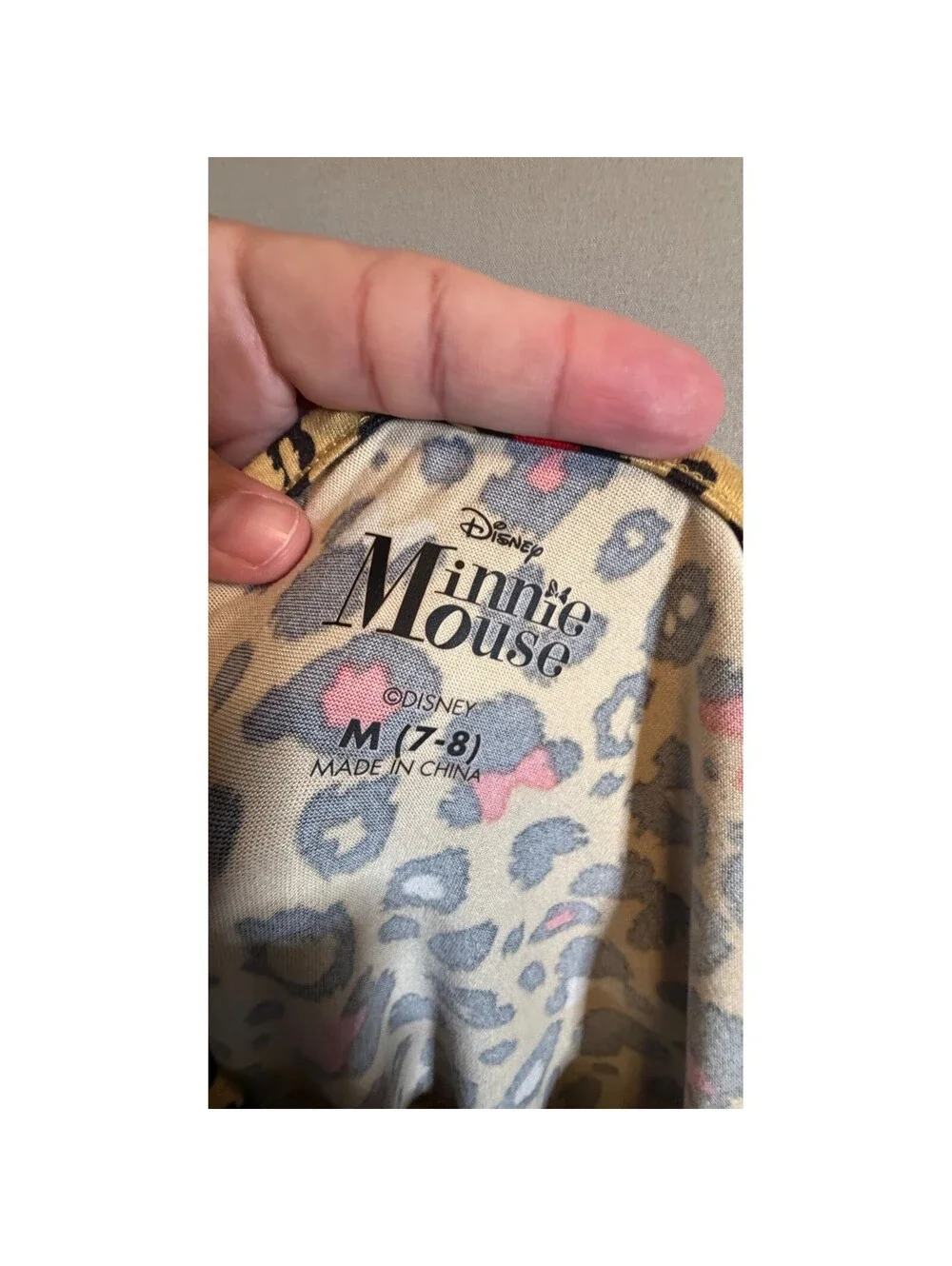 Disney Minnie Mouse Girls Leopard Print Drop Waist Dress Brown Tan Size M 7-8